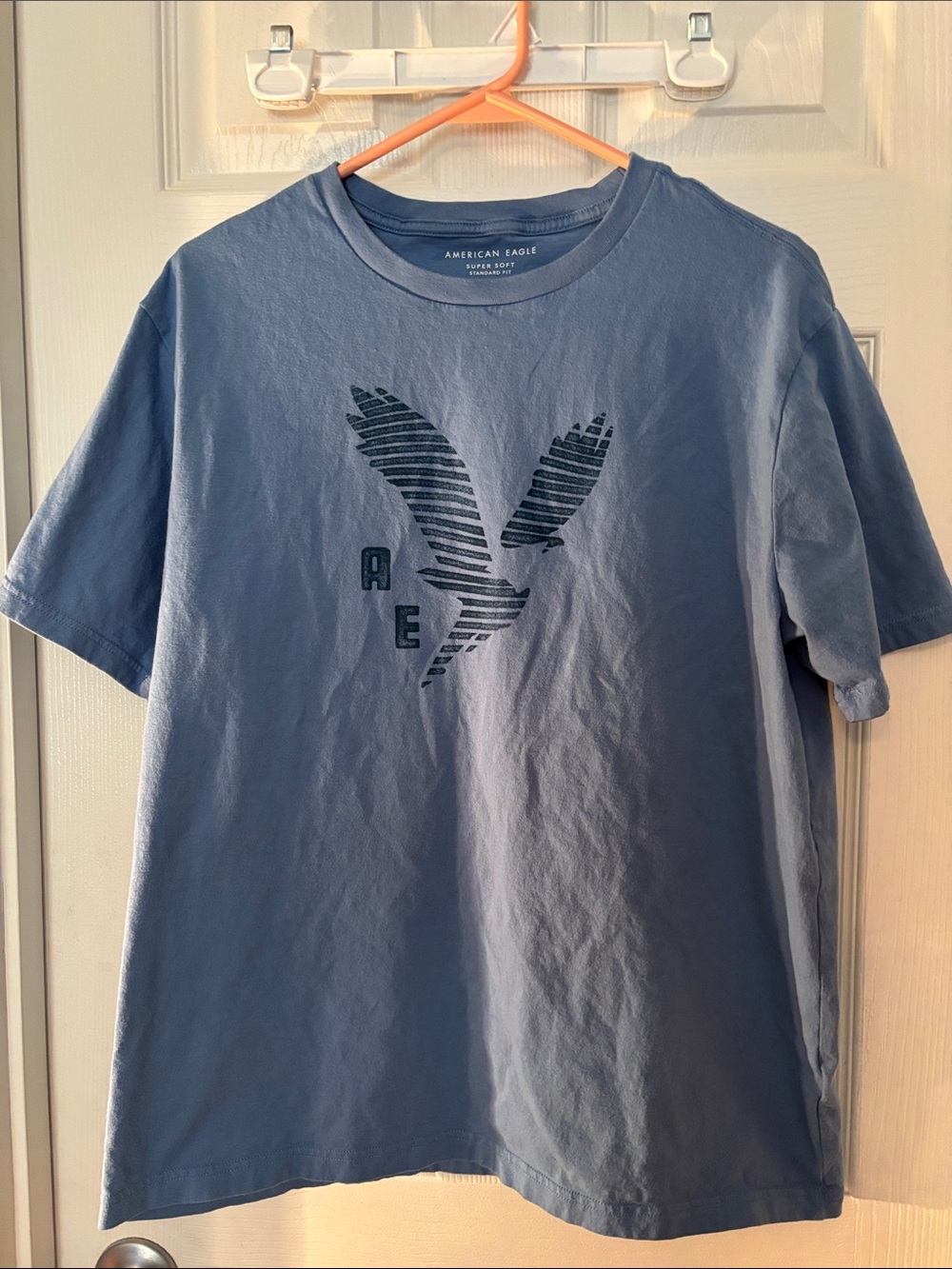 American Eagle Outfitters Blue Short Sleeve Striped Eagle Graphic Tee